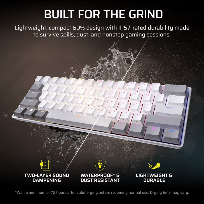Corsair CLIPPER PRO MINI 60 Hall Effect Gaming Keyboard – White - Image 6