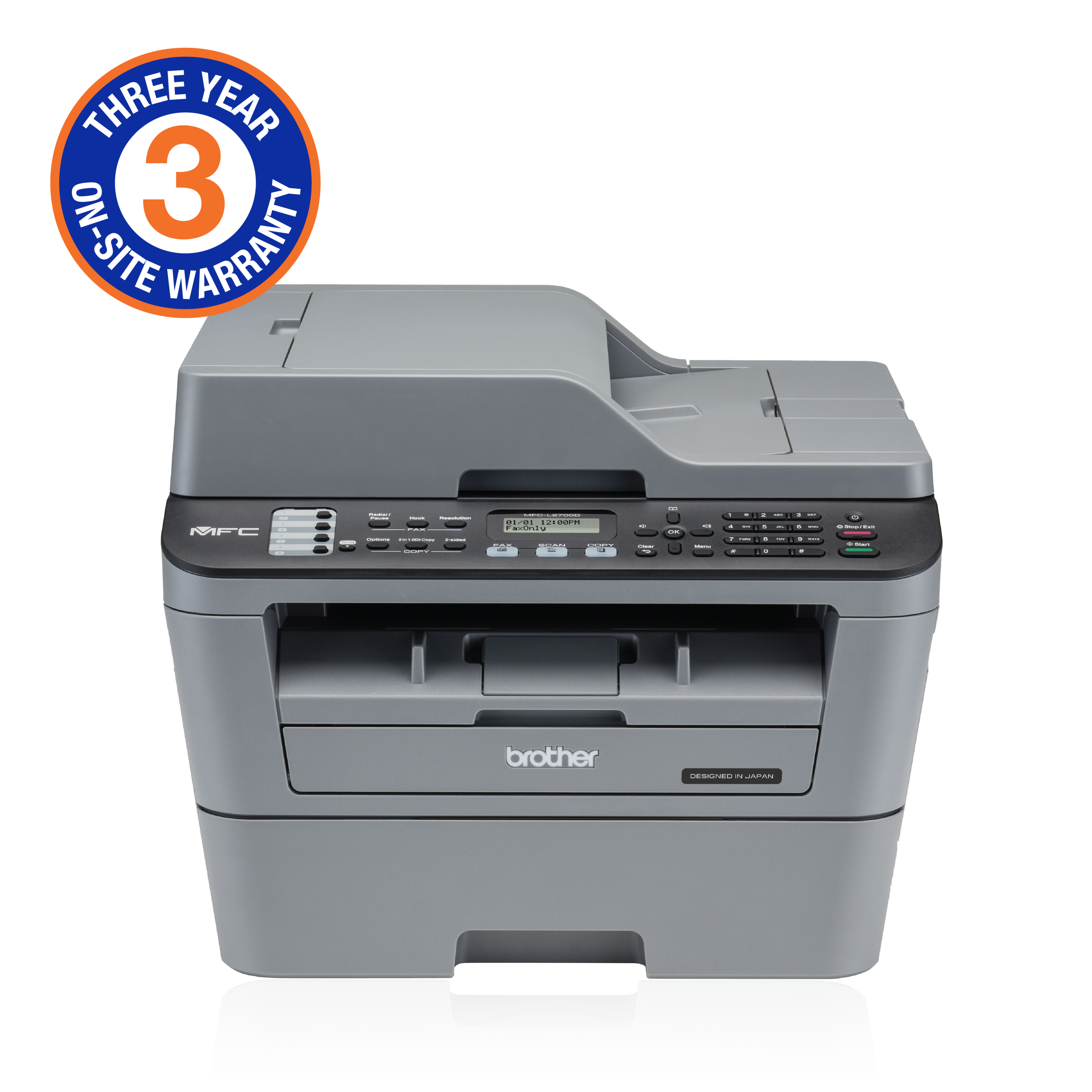 MFCL2700DW Brother Mid-Range Mono Laser MFC with Duplex printing and wired and wireless printing capabilities (3YR onsite)